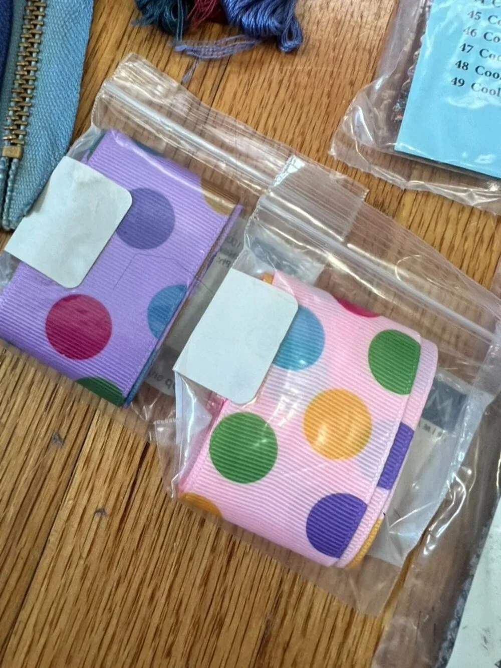 Mixed Sewing Notions Craft Supply Lot Zippers Elastic Trim Embroidery Floss